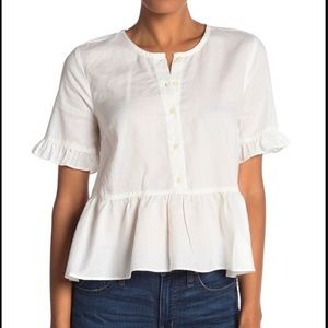 Madewell white button down peplum blouse